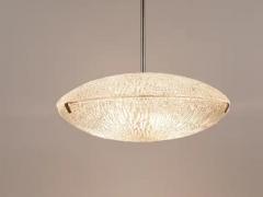  J T Kalmar Kalmar Lighting Midcentury Kalmar Discus Textured Glass Nickel Chandelier Austria 1950s - 4062991