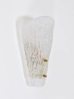  J T Kalmar Kalmar Lighting One Kalmar Midcentury Brass Textured Glass Scone Wall Light Austria 1950s - 4064406