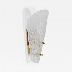  J T Kalmar Kalmar Lighting One Kalmar Midcentury Brass Textured Glass Scone Wall Light Austria 1950s - 4065570
