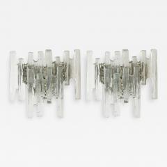  J T Kalmar Kalmar Lighting Pair of Austrian 1960s Clear Glass Ice Block Wall Sconces by J T Kalmar - 3251322