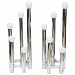  J T Kalmar Kalmar Lighting Pair of Austrian Modern Polished Chrome Five Light Table Lamps Kalmar - 4162917