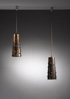  J T Kalmar Kalmar Lighting Pair of Kalmar copper and crystal pendants - 1640935