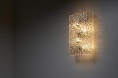  J T Kalmar Kalmar Lighting Textured Ice Glass Wall Sconce 1960s - 4500379