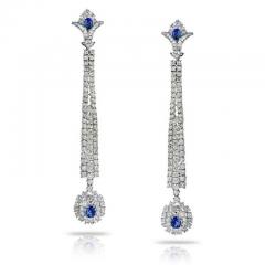  JAHAN JAHAN 18K WHITE GOLD DIAMOND AND SAPPHIRE LONG DANGLE EARRINGS - 1828835