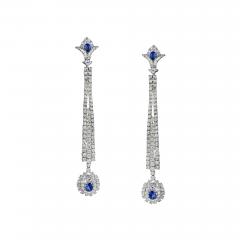  JAHAN JAHAN 18K WHITE GOLD DIAMOND AND SAPPHIRE LONG DANGLE EARRINGS - 1829297