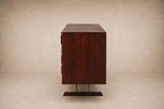  JD M veis e Decora es Brazilian Modern Credenza in Imbuia Wood Chrome by JD M veis Brazil - 4599814