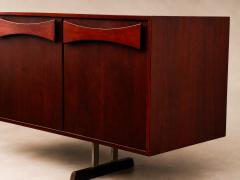  JD M veis e Decora es Brazilian Modern Credenza in Imbuia Wood Chrome by JD M veis Brazil - 4599820