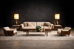  JD M veis e Decora es JD M veis Brazilian Rosewood Four Seat Sofa in Warm Oatmeal Boucl 1960s - 4571559