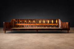  JD M veis e Decora es JD M veis Brazilian Rosewood Four Seat Sofa in Warm Oatmeal Boucl 1960s - 4571563