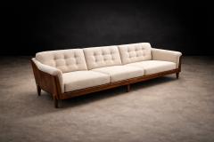  JD M veis e Decora es JD M veis Brazilian Rosewood Four Seat Sofa in Warm Oatmeal Boucl 1960s - 4571564