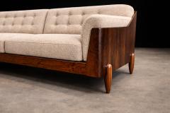  JD M veis e Decora es JD M veis Brazilian Rosewood Four Seat Sofa in Warm Oatmeal Boucl 1960s - 4571567