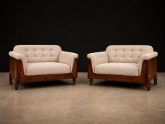  JD M veis e Decora es Pair of Brazilian Modern Armchairs in Rosewood Ivory Mohair JD Moveis - 4594306