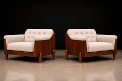  JD M veis e Decora es Pair of Brazilian Modern Armchairs in Rosewood Ivory Mohair JD Moveis - 4594312