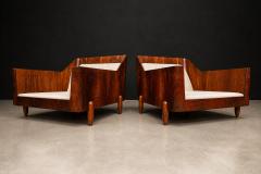  JD M veis e Decora es Pair of Brazilian Modern Armchairs in Rosewood Ivory Mohair JD Moveis - 4594313