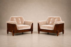  JD M veis e Decora es Pair of Brazilian Modern Armchairs in Rosewood Velvet JD M veis - 4736721