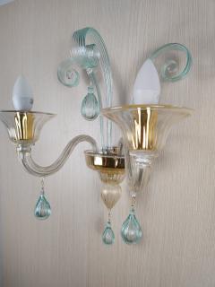  JL Light Style Drops green and gold classic Murano glass wall sconce - 4297659