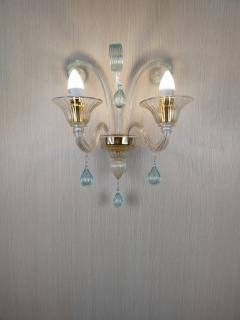  JL Light Style Drops green and gold classic Murano glass wall sconce - 4297660
