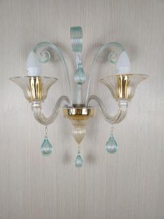  JL Light Style Drops green and gold classic Murano glass wall sconce - 4297661