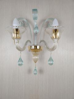  JL Light Style Drops green and gold classic Murano glass wall sconce - 4297662
