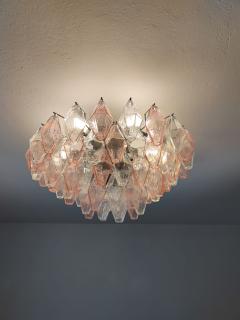  JL Light Style Murano glass Poliedri ceiling chandelier in clear and pink - 4300838