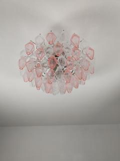  JL Light Style Murano glass Poliedri ceiling chandelier in clear and pink - 4300851