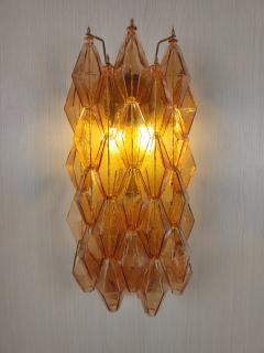  JL Light Style Murano glass Poliedri wall sconces long version in amber - 4297799