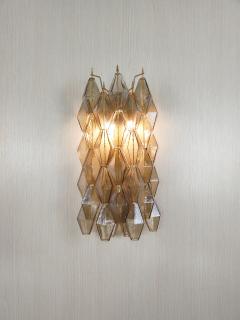  JL Light Style Murano glass Poliedri wall sconces long version in smoky brown - 4367443