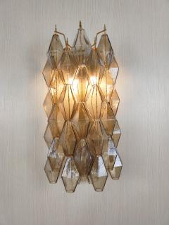  JL Light Style Murano glass Poliedri wall sconces long version in smoky brown - 4367445