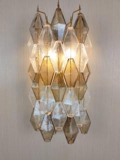  JL Light Style Murano glass Poliedri wall sconces long version in smoky brown and clear - 4368073