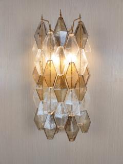  JL Light Style Murano glass Poliedri wall sconces long version in smoky brown and clear - 4368074