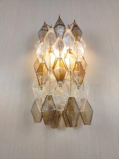  JL Light Style Murano glass Poliedri wall sconces long version in smoky brown and clear - 4368075