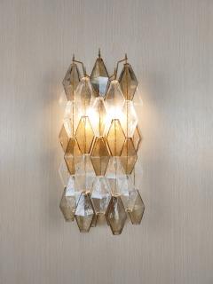  JL Light Style Murano glass Poliedri wall sconces long version in smoky brown and clear - 4368076