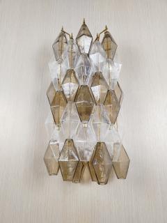  JL Light Style Murano glass Poliedri wall sconces long version in smoky brown and clear - 4368077