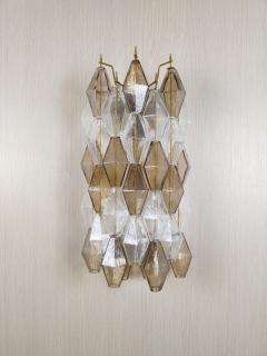  JL Light Style Murano glass Poliedri wall sconces long version in smoky brown and clear - 4368079