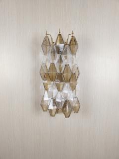  JL Light Style Murano glass Poliedri wall sconces long version in smoky brown and clear - 4368080