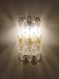  JL Light Style Murano glass Poliedri wall sconces long version in smoky brown and clear - 4368081