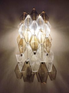  JL Light Style Murano glass Poliedri wall sconces long version in smoky brown and clear - 4368082