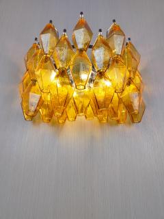  JL Light Style Murano glass Poliedri wall sconces wide version in amber - 4367142