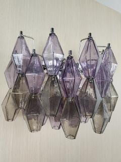 JL Light Style Murano glass Poliedri wall sconces wide version in amethyst and smoky grey - 4297864