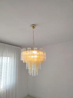  JL Light Style Murano glass Tronchi chandelier in amber and clear color - 4532199