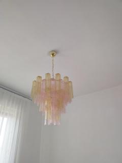  JL Light Style Murano glass Tronchi chandelier in amber and pink color - 4532218
