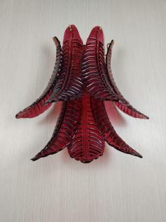  JL Light Style Murano glass Wall Sconce with red large Felci leaves - 4297946