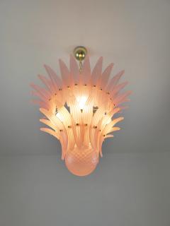  JL Light Style Murano glass chandelier Palmette leaves satin pink - 4294140