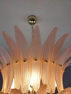  JL Light Style Murano glass chandelier Palmette leaves satin pink - 4294142