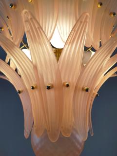  JL Light Style Murano glass chandelier Palmette leaves satin pink - 4294143