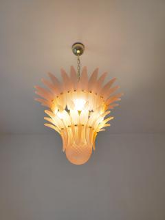  JL Light Style Murano glass chandelier Palmette leaves satin pink - 4294144
