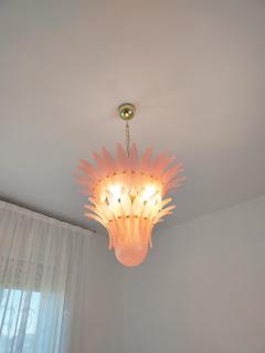  JL Light Style Murano glass chandelier Palmette leaves satin pink - 4294145