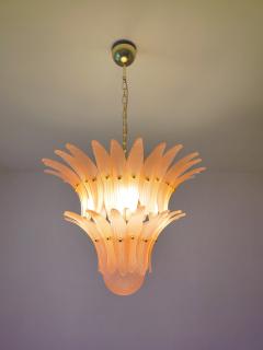  JL Light Style Murano glass chandelier Palmette leaves satin pink - 4294149