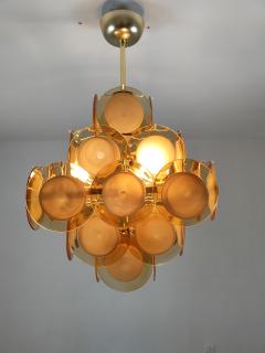  JL Light Style Murano glass discs chandelier in square shape in amber caramel color - 4293488