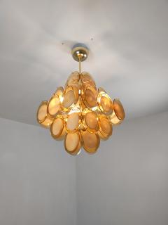  JL Light Style Murano glass discs chandelier in square shape in amber caramel color - 4293491